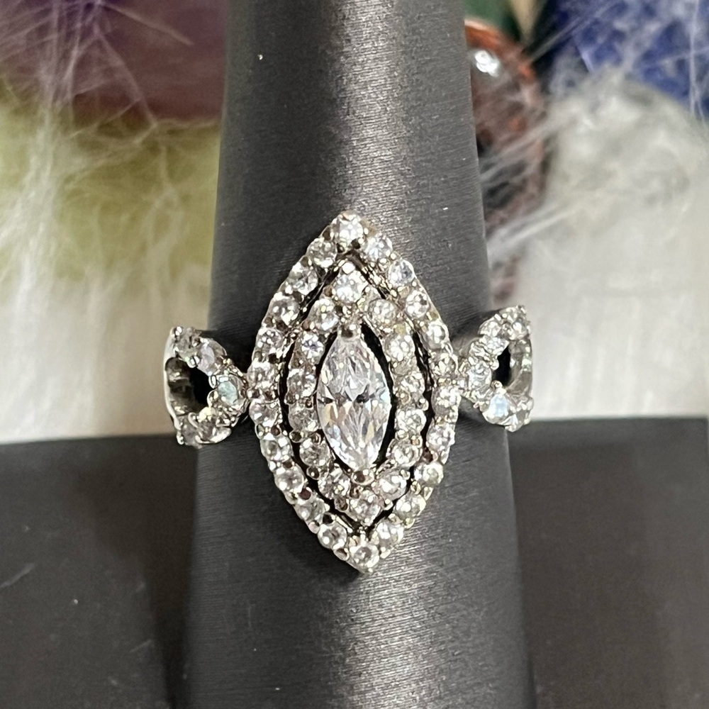 Sterling Marquise Sparkling WS Signed Ring